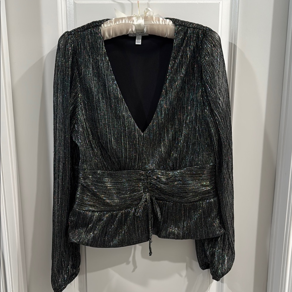 Elegant Black Metallic Women's Top